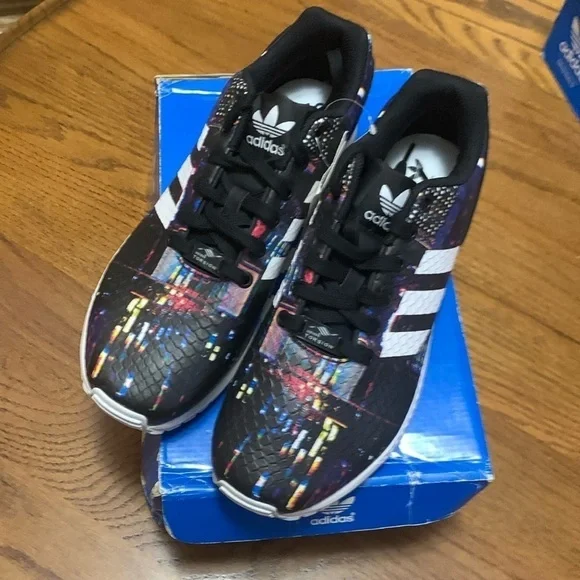 Adidas ZX FLUX Torsion Originals Black Print Size 9 NWT NWB - Picture 2 of 7